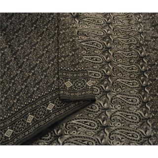 Sanskriti Vintage Grey Heavy Saree Art Silk Woven Craft 5 Yd Fabric Ethnic Sari 2