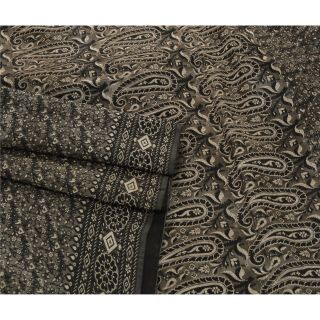 Sanskriti Vintage Grey Heavy Saree Art Silk Woven Craft 5 Yd Fabric Ethnic Sari 3