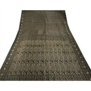 Sanskriti Vintage Grey Heavy Saree Art Silk Woven Craft 5 Yd Fabric Ethnic Sari 4