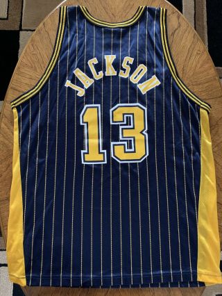 RARE Vtg NBA Champion Jersey Mark Jackson 13 Pinstripe Indiana Pacers 44 Large 6