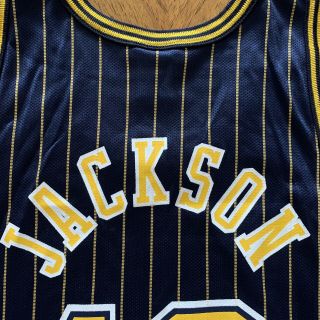 RARE Vtg NBA Champion Jersey Mark Jackson 13 Pinstripe Indiana Pacers 44 Large 7