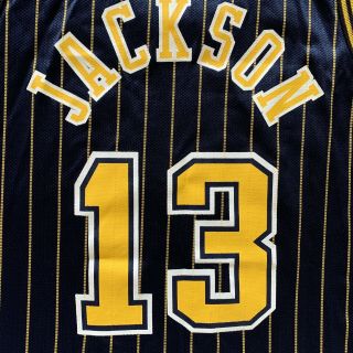 RARE Vtg NBA Champion Jersey Mark Jackson 13 Pinstripe Indiana Pacers 44 Large 8