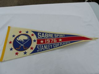 Vintage Pennant Buffalo Sabres 1976 Stanley Cup Playoffs Sabre Spirit 30 X 12