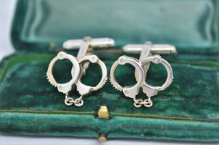Vintage Mens Sterling Silver Police Handcuff Cufflinks By Links Of London G756