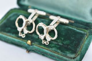 Vintage Mens Sterling Silver Police Handcuff cufflinks by Links of London G756 2