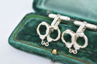 Vintage Mens Sterling Silver Police Handcuff cufflinks by Links of London G756 3