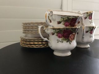 Vintage 1962 Royal Albert Old Country Roses Trio Coffee Tea Set Cup Saucer Plate