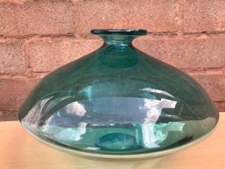 Vintage Retro Studio Art Glass Vase Mottled Blue Green 