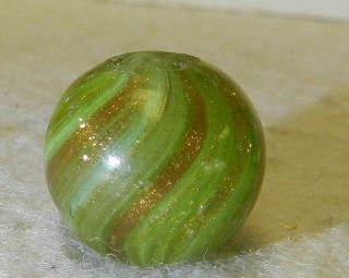 9628m Vintage German Handmade Onionskin Lutz Marble.  65 Inches