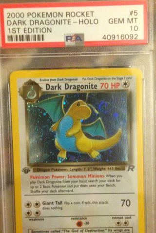 Psa 10 Pokemon Team Rocket 1st Edition Holo Rare Dark Dragonite 5/82 Gem A