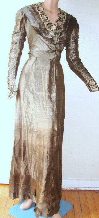 Antique Victorian/edwardian Elegant Dress - For Study Or Display Only