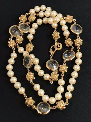 VINTAGE RUNWAY GORGEOUS RHINESTONE CRYSTAL PEARLS ST JOHN GLASS NECKLACE 4