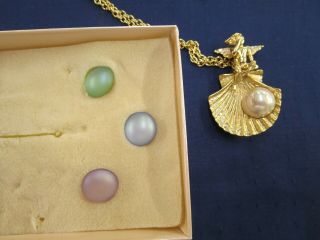 Kirk ' s Folly Rhinestone Earrings Necklace/Brooch/Pin Seashells Fairy/Angel w/Box 2