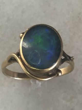 Solid 9ct 375 Gold Vintage Opal Ring