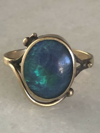 Solid 9ct 375 Gold Vintage Opal Ring 2