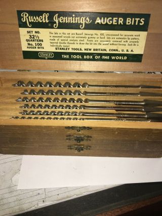 Vintage Russell Jennings Auger Bits Stanley Set No.  32 1/2 Set