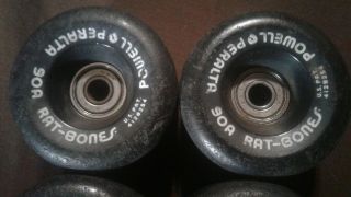 Vintage Powell Peralta Rat Bones Skateboard Wheels 90A - Black w/ NMB Bearings 4