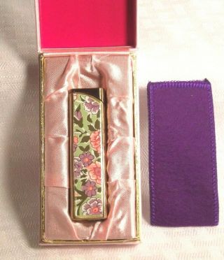 Vtg Nicon Gas Cigarette Lighter Brass With Flower Design Japan