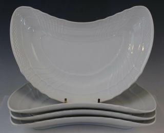 4 Pc Vtg Richard Ginori Italian Porcelain Crescent Salad Plate Bianco White Set