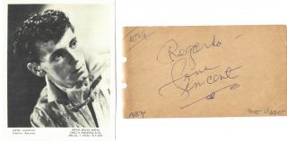 Gene Vincent Vintage Hand Signed In Person Hand Signed Album Page With Image.