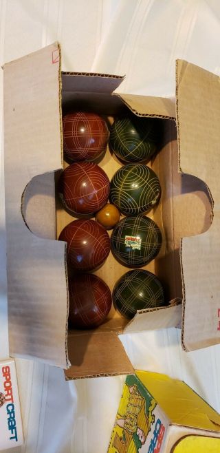 Vintage Bocce Ball set lawn bowling game Made in Italy Sport Craft collectible 3