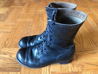 Vintage 1956 Black International Shoe Co.  50s Cold War Paratrooper Boots Size 11