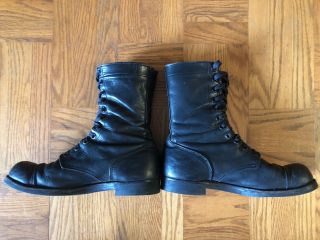 Vintage 1956 Black International Shoe Co.  50s Cold War Paratrooper Boots Size 11 6