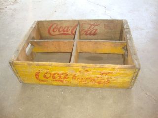 Vintage 1941 Wooden Yellow Coca - Cola Coke Soda Pop Bottle Crate Carrier Box