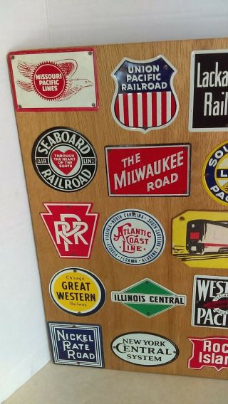 Vintage 1950 ' s Post Cereal (28) Complete Set Of Metal Tin Railroad Signs 2