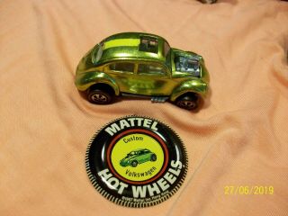 Vintage Hot Wheels Red Lines Usa 1967 Custom Volkswagen Button Antifreeze Mattel