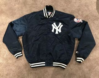 Vintage York Yankees Satin Starter Jacket Size Xl Mlb 80s 90s Rare