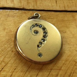 Vintage S & B Lederer 2 Photo Question Mark Gemstones Locket Pendant S & B.  L.