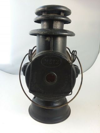 Dietz Union Driving Lamp Vtg Antique Small Red Lens Car Automobile Light Lantern 2