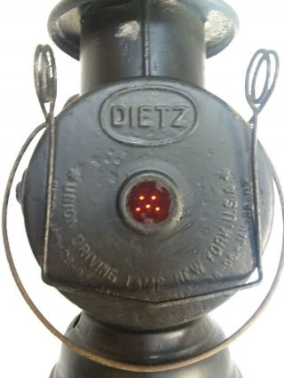 Dietz Union Driving Lamp Vtg Antique Small Red Lens Car Automobile Light Lantern 3