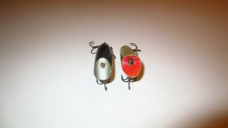 Early Vintage Heddon Lucky 13 and South Bend Bass - Oreno Lures Frog,  Blue Scale 5
