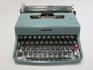 Vintage Olivetti Lettera 32 Typewriter Blue Green Retro Mid Century