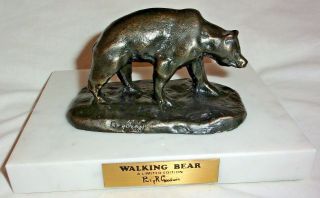 Rare Vintage Walking Bear By Philip R Goodwin Limited Edition Bronze W/ Marble &