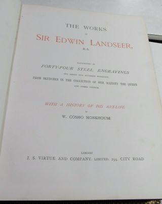 44 STEEL ENGRAVED PLATES Sir EDWIN LANDSEER/RARE 1st Ed.  /1875/FOLIO/FINE LEATHER 3