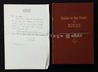1953 Vintage Geology Study Guide Book Handwritten Letter Signed By Author Rock