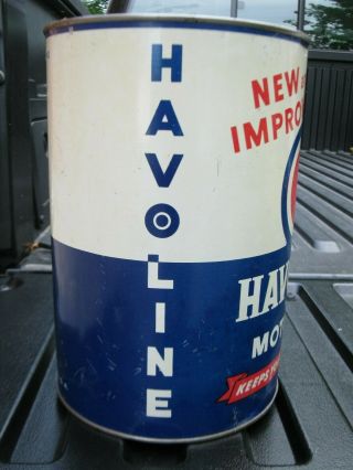 Vintage and IMPROVED HAVOLINE Motor Oil 5 Quart Tin Can Old Advertising 2