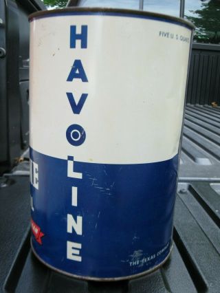 Vintage and IMPROVED HAVOLINE Motor Oil 5 Quart Tin Can Old Advertising 4