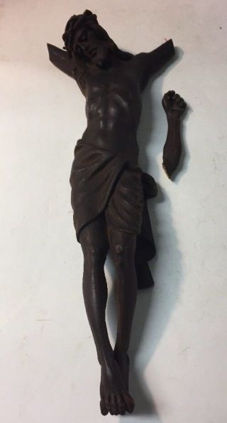 Large Rare Antique Late 19th Century Hand Carved Wood Jesus Crucifix