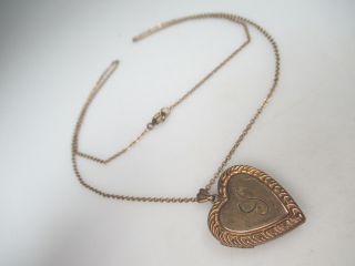 Antique Victorian Gold Filled Necklace And Heart Locket Pendant.