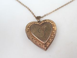 ANTIQUE VICTORIAN GOLD FILLED NECKLACE AND HEART LOCKET PENDANT. 2