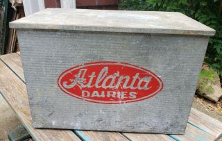 Vintage Atlanta Dairies Galvanized Milk Porch Box Cooler