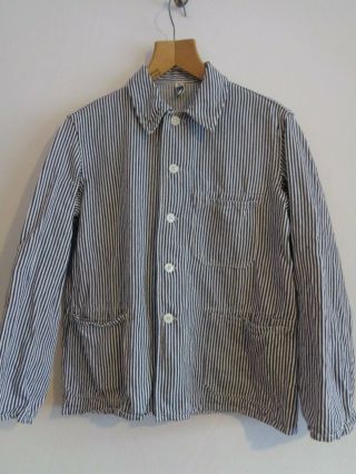 Vtg French Hickory Stripe Cotton Work Chore Worker Jacket