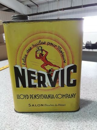 Rare Antique Vintage Nervic Motor Oil Tin Can Lloyd Pensylvania Company French