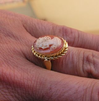 ANTIQUE/VINTAGE ART DECO 925 SILVER ITALIAN SHELL CAMEO RING SIZE 7 Woman 3