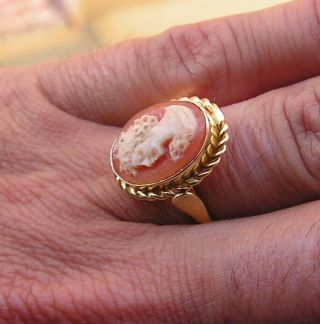 ANTIQUE/VINTAGE ART DECO 925 SILVER ITALIAN SHELL CAMEO RING SIZE 7 Woman 4
