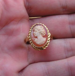 ANTIQUE/VINTAGE ART DECO 925 SILVER ITALIAN SHELL CAMEO RING SIZE 7 Woman 5